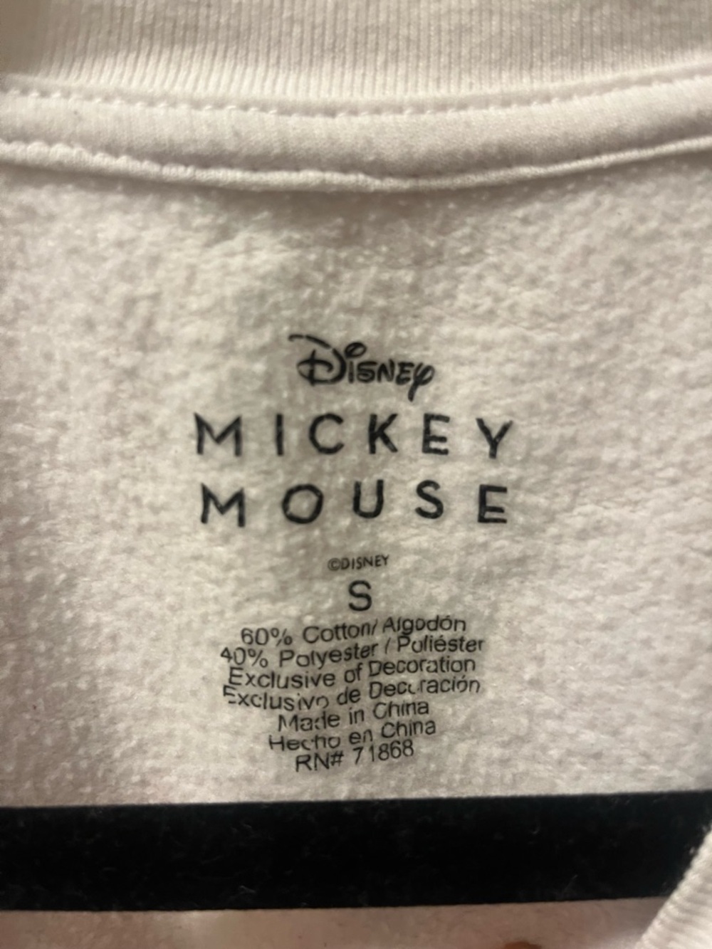 Disney White Sweatshirt with Denim Mickey Light and Dark Blue Accent. Size Small - Picture 4 of 6